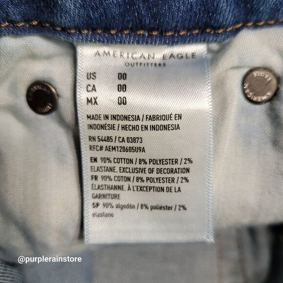 American Eagle Curvy Hi Rise Mini Skirt 00 Next Level Stretch Medium Light Wash - Picture 5 of 10